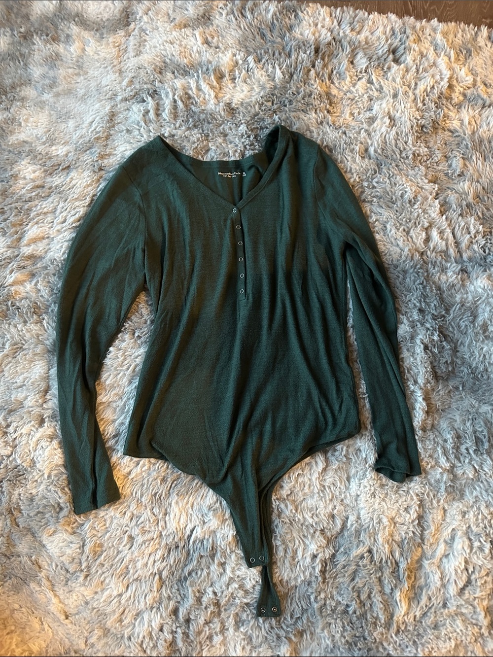 Abercrombie & Fitch Dark Green Long Sleeve Henley Bodysuit